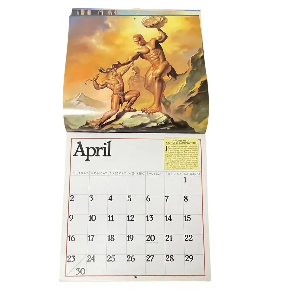 1989 Boris Vallejo Mythology Calendar Unused same dates again in 2034